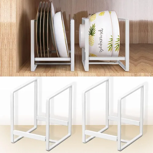Vista 21 de 2PCS Organizador de Soportes para Platos, Estante de Exhibición y Almacenamiento de Platos de Metal para Secado para Gabinete, Mostrador y Armario