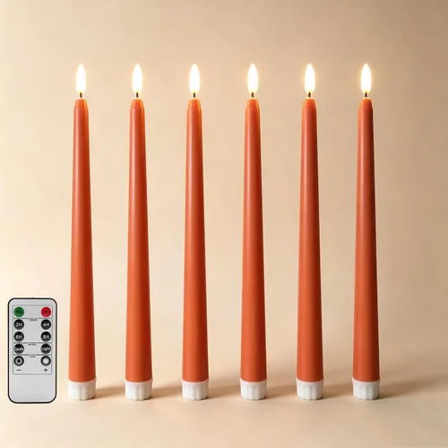 Vista 16 de Velas cónicas sin llama negras con control remoto, velas LED parpadeantes que funcionan con pilas, juego de 6 Nuevo Negro