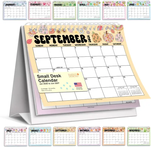 Vista 18 de Small Desk Calendar 2027 Standing Flip - 2027 Desk Calendar Small 2027-2028 Colorful Pastel