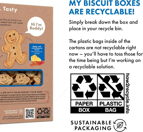 Vista 6 de Buddy Biscuits Caja de 16 onzas de golosinas crujientes para perros hechas con tocino y queso (paquete de 2)