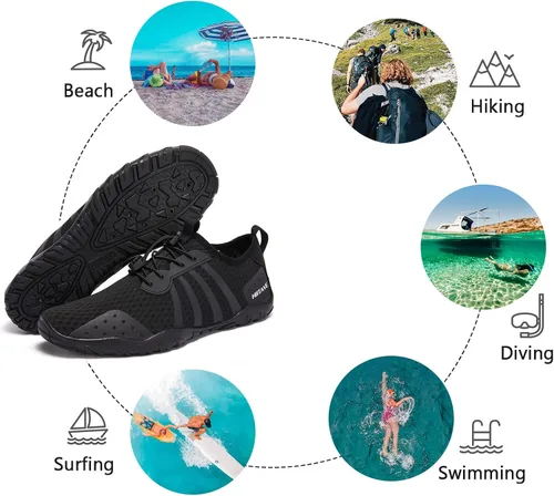 Vista 7 de Zapatillas para el agua hiitave para hombre y mujer, de secado rápido, zapatillas tipo calcetín estilo barefoot, para surf, caminar por el río