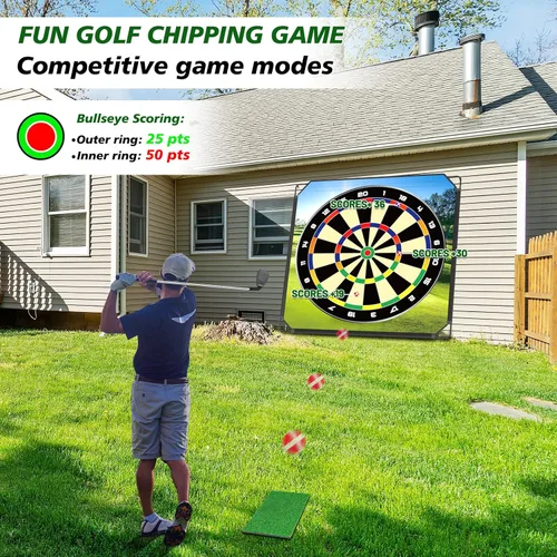 Vista 5 de BaiYuan Juego de astillado de golf portátil para papás y golfistas jóvenes, diversión en interiores, exteriores y césped con 24 bolas adhesivas