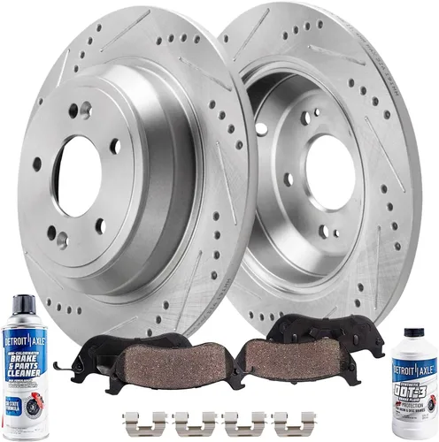 Vista 13 de Detroit Axle - Kit de freno trasero para Chrysler Town & Country Dodge Grand Caravan VW Routan, repuesto de pastillas de freno de cerámica