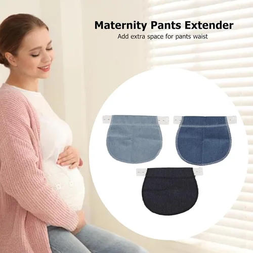 Vista 2 de plplaaoo Extensor de pantalones de maternidad, profesional, portátil, ajustable, suave, elástico, extensor de cintura, 3 piezas, extensores