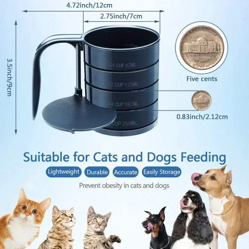 Vista 5 de Joansan - Cucharas de comida para perros, taza ajustable para alimentos para mascotas Cuchara medidora para mascotas, perros, gatos y pájaros