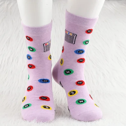 Vista 6 de MBMSO Divertidos calcetines de bingo – 2 pares de calcetines de vestir para mujer de bingo loco