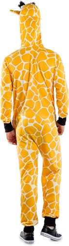 Vista 2 de Tipsy Elves Divertido disfraz de jirafa de Halloween con capucha estilo animal de peluche para hombre