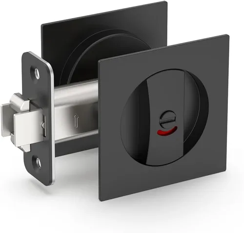 Vista 8 de Asidrama Paquete de 1 cerradura de puerta de bolsillo de entrada negro mate con llave