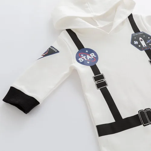 Vista 4 de LXKIKMM Traje espacial de astronauta para bebé, disfraz de Halloween, enterizo de manga larga de 0 a 3 meses