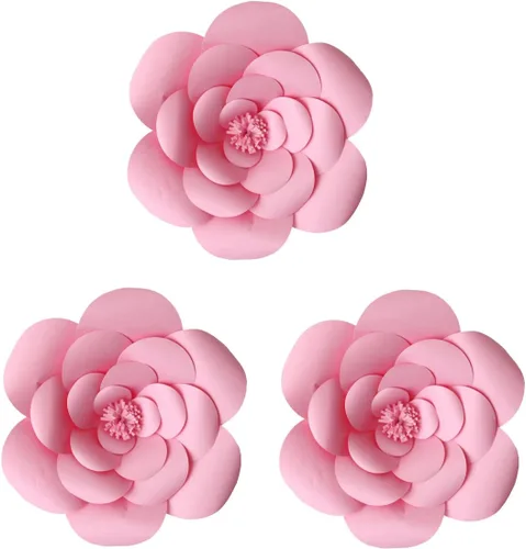 Vista 7 de Decoraciones gigantes de flores para fiestas, flores de papel para boda, telón de fondo, flores hechas a mano para guardería, decoración de pared