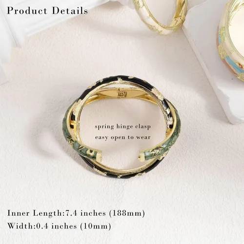 Vista 6 de Pulsera de flores vintage Chinoiserie Cloisonne para verano, elegante, vibrante, joyería étnica, regalos para mujeres, mejor amiga, mamá, hermana