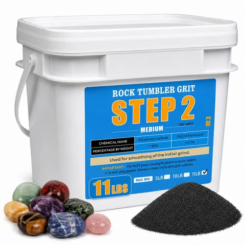 Vista 10 de Vaso de roca de grano de 10 libras – 600 medios de pulir de carburo de silicio prepulido, paso 3 para piedras de rodar, funciona con cualquier vaso