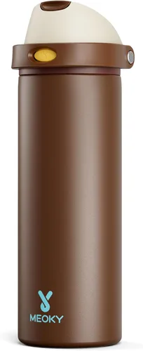 Vista 11 de Botella de agua de 24 onzas para el día de San Valentín: Botella de agua de acero inoxidable Meoky con popote y tapa de boquilla, a prueba de fugas