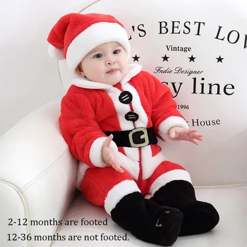 Vista 6 de QIAONIUNIU Disfraz de Papá Noel para bebé, traje de Navidad para niños pequeños