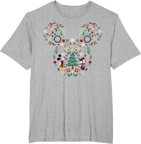 Vista 38 de Disney Mickey y Minnie Mashup Navideño Camiseta de Manga Corta Negro