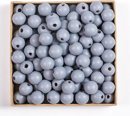 Vista 16 de Decoendiy 100 cuentas de madera para manualidades, cuentas redondas de madera de 0.630 in, cuentas de madera naturales pulidas de granja, cuentas