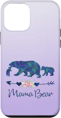 Vista 16 de Teal Blue Purple Floral Mama Bear and Two Cubs Silver Purple Case for iPhone 17
