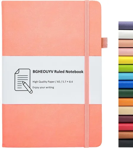 Vista 18 de Diario para cuaderno, cuaderno rayado con rayas universitarias A5, 160 páginas, diarios de tapa dura para escribir, cuadernos para el trabajo