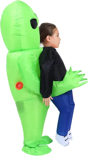 Vista 5 de YEAHBEER Disfraz inflable de jinete de alienígena para Halloween para adultos y niños, disfraz inflable de fiesta de cosplay
