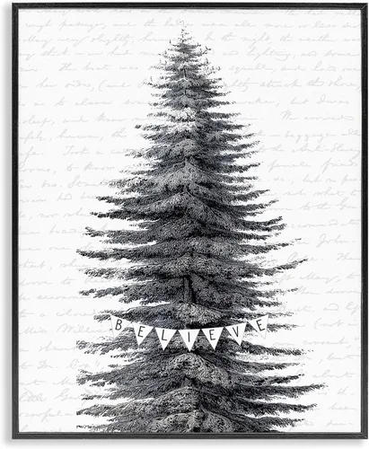 Vista 10 de Stupell Industries Árbol de Navidad cubierto de nieve Believe Holiday Word Design, diseño de letras y forradas Stupell Industries · By Lettered