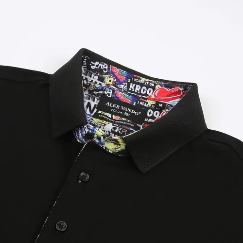 Vista 3 de Alex Vando Polo para hombre, manga corta, ajuste regular, diseño de moda