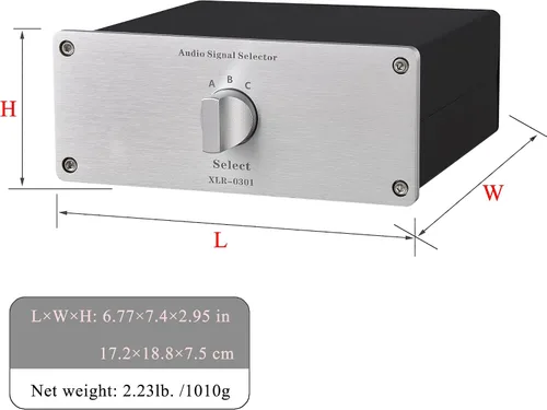 Vista 4 de Interruptor de audio XLR de 1 a 3 (1 en 3 salidas), convertidor de selector de señal de audio equilibrado, conmutador de audio pasivo estéreo de 3