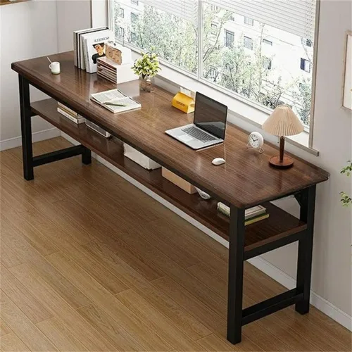 Vista 12 de Escritorio de oficina cuadrado de 15.7 pulgadas de frente a atrás, mesa larga rectangular para sala de estar, escritorio extra largo, estante