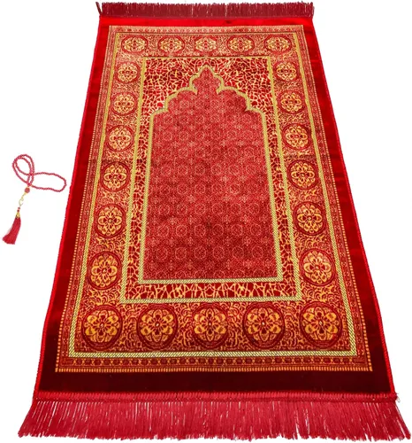 Vista 27 de Alfombra de oración – Alfombra turca Janamaz Sajada de felpa suave para hombres y mujeres, alfombrilla de oración lisa y sólida, regalo de Ramadán