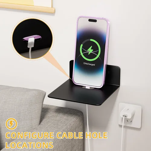 Vista 5 de Wisfame Estantes Flotantes Pequeños para Pared, Estantes de Pared de Metal de 5 Pulgadas - Instalación Adhesiva, Repisas de Exhibición Juego de 2
