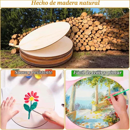 Vista 5 de 20 Piezas Discos de Madera Redondos de 12 Pulgadas para Manualidades, Audab Círculos de Madera Sin Acabar Redondos de Madera Recortes de Madera