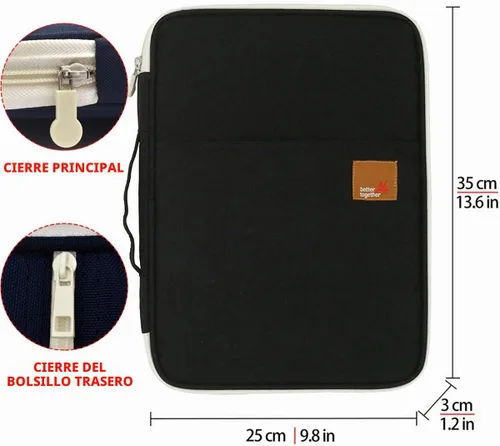 Vista 2 de Documento A4 Bolsa Estuche Impermeable Organizador Portafolio Oficina Viaje Cremallera Multi-Función Bolsa