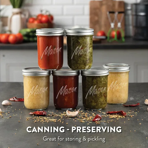 Vista 2 de Paksh Novelty Mason Jars - Contenedor de almacenamiento de alimentos - Paquete de 6 - Recipiente hermético para encurtido, enlatado, velas