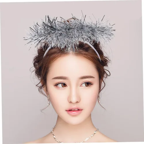 Vista 2 de CALLARON 2pcs Tinsel Hair Band Costumes for Girls Hair Bands for Womens Hair Angel Hair Band White Headband Girl Outfit Tinsel Headband Easter Party