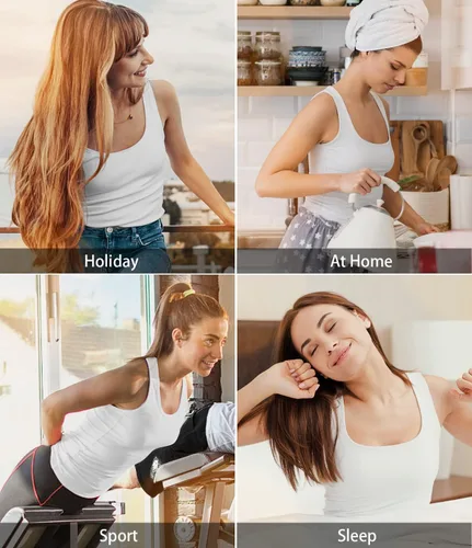 Vista 5 de Air Curvey Camiseta sin mangas elástica para mujer, ajuste delgado, paquete de 2-4