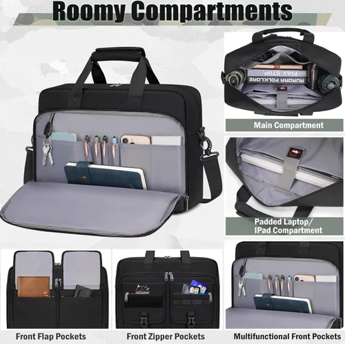 Vista 5 de RAINSMORE Bolso Táctico para Laptop de 15.6/17.3 Pulgadas Bolso de Trabajo para Hombres Bolso de Computadora para Negocios Bolso Mensajero Militar