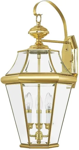 Vista 4 de Livex Lighting 2361-02 - Farol de pared para exteriores, latón pulido