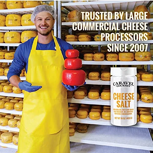 Vista 2 de Caravel - Sal marina de queso gourmet Sal de grano fino para hacer queso casero No yodado, sin gluten, sin aditivos, sin blanqueo, kit de queso