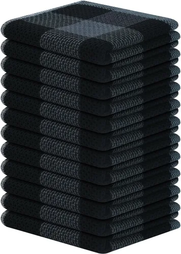 Vista 43 de Homaxy Paquete de 6 paños de cocina 100% algodón, 12 x 12 pulgadas, negro y rojo Negro & rojo