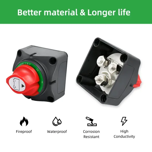Vista 3 de Interruptor de batería de 1-2-2-ambos apagados, 12-48V 200A de alta corriente impermeable desconecta interruptores maestros de corte para automóvil