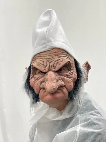 Vista 5 de Ebenezer Máscara de boca abierta, máscara Old Man Scrooge Beige