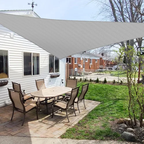 Vista 6 de Windscreen4less Toldo tipo vela triangular de 2 x 2 x 2 pies, para exteriores, bloqueo UV, para patio trasero, porche, pérgola, terraza, jardín Gris