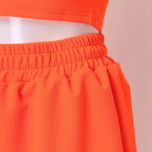 Vista 4 de Conjunto de dos piezas para mujer, pantalones cortos de verano de 2 piezas, top corto y pantalones cortos