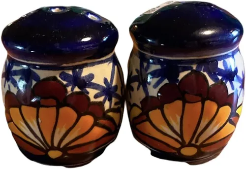 Vista 2 de Talavera - Salero y pimentero combinado (azul y blanco, cerámica)