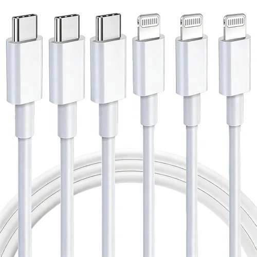 Vista 7 de Paquete de 3 cables de carga para iPhone [certificado Mfi] de 10 pies de nailon trenzado; cable de carga USB de alta velocidad compatible con iPhone