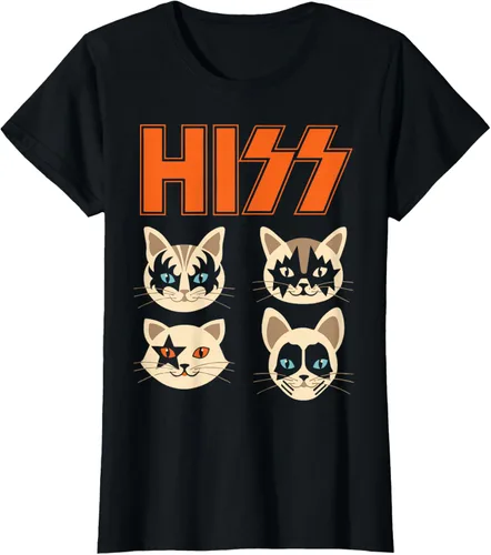 Vista 30 de Camiseta Hiss Funny Cats Kittens Rock Rockin, Negro