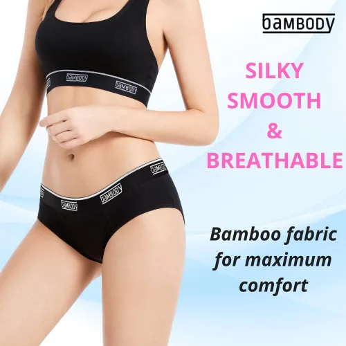 Vista 4 de Bambody Hipster a prueba de fugas bragas deportivas para mujeres y adolescentes