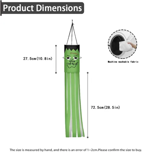 Vista 6 de Mummy Windsock - Calcetines de viento suaves e impermeables con bandera de Halloween, 2 piezas, lavables a máquina, secado rápido, bandera colgante