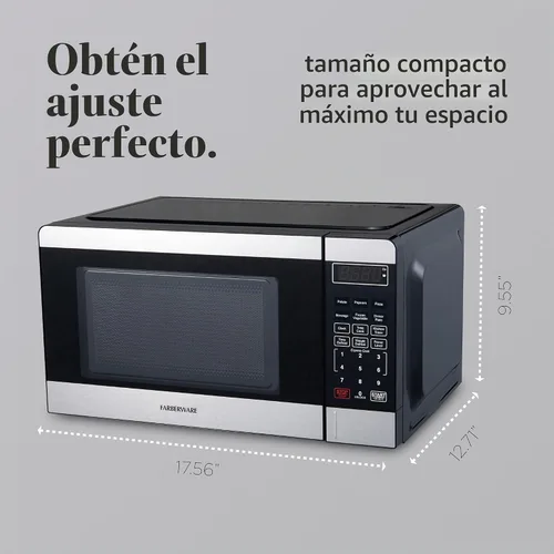 Vista 4 de [Usado] Farberware - Horno microondas de encimera de 0.7 pies cúbicos – 700 vatios de potencia, configuraciones de cocción automática, Acero