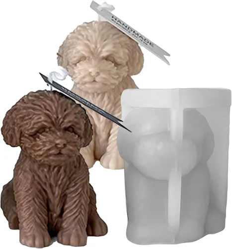 Vista 11 de Moldes de vela 3D Bulldog para hacer velas, molde de silicona con forma de perro para decoración de pasteles de chocolate, lindo animal