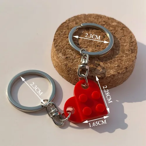 Vista 2 de Llavero de ladrillo para mejor amigo, para amistad, pareja, novio, novia, juego de llavero de corazón, día de San Valentín, cumpleaños, llavero